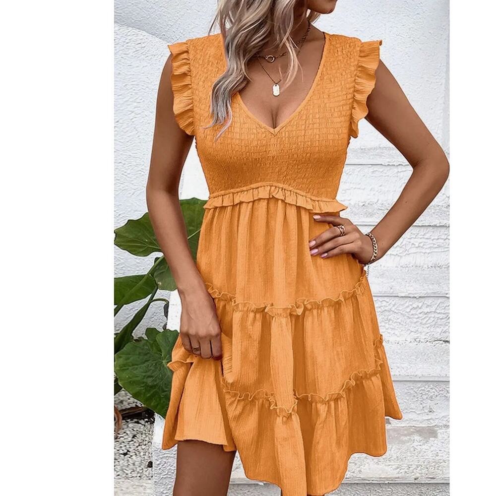 _SUMMER V-Neck Slim Sleeveless Dress